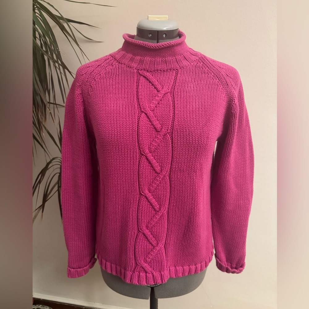 St. John’s Bay Pink Cable Knit Mock Neck Sweater - 100% Cotton